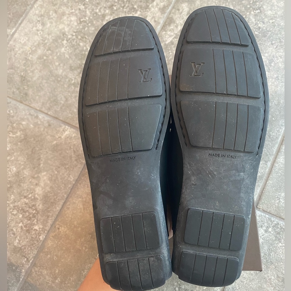 Louis Vuitton minimonogram fabric navy gold hardware vintage flats loafer 38.5 - Picture 5 of 12